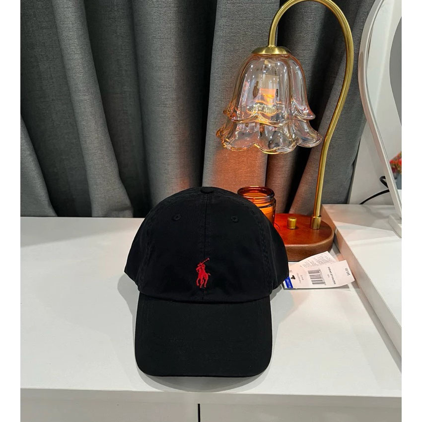 Classic British Style Polo Ralph Lauren Cotton Chino Black Baseball Cap