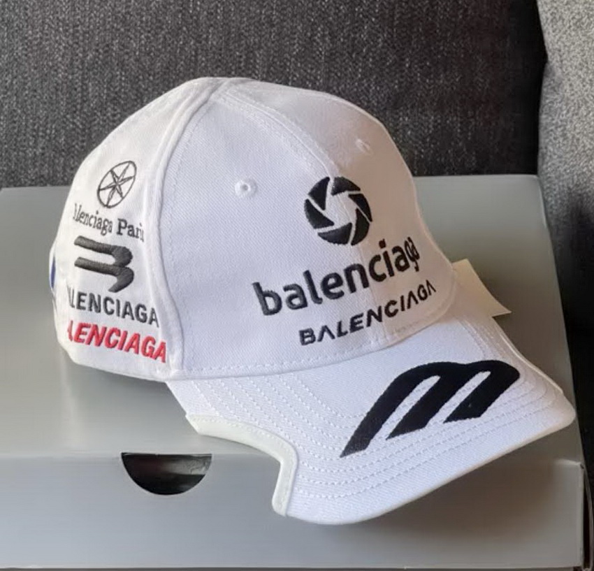 Balenciaga Logo Embroidered Mens sports Artwork White Cap
