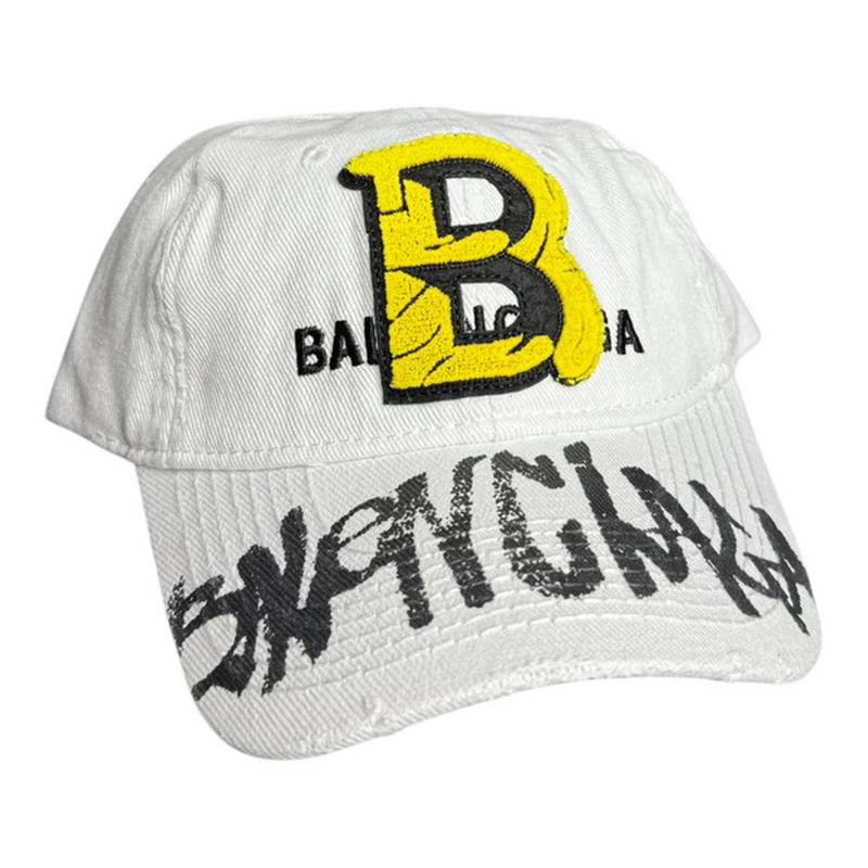 Balenciaga Upcycled White Baseball Cap Cotton Drill - Image 2