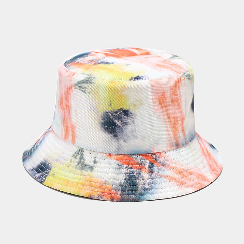 Beautyco Orange & Indigo Tie-Dye Bucket Hat for Men & Women, 100% Cotton Summer Sun Hat, Unique Artistic Fisherman Cap
