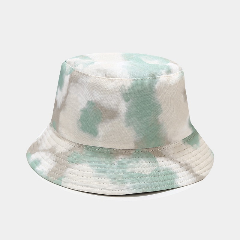 Beautyco Mint Green & Grey Tie-Dye Bucket Hat for Men & Women, 100% Cotton Pastel Summer Sun Hat, Aesthetic Fisherman Cap