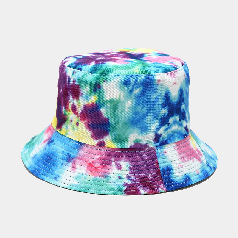 Beautyco Vibrant Blue & Teal Tie-Dye Bucket Hat for Men & Women, 100% Cotton Summer Sun Hat, Artistic Festival Fisherman Cap
