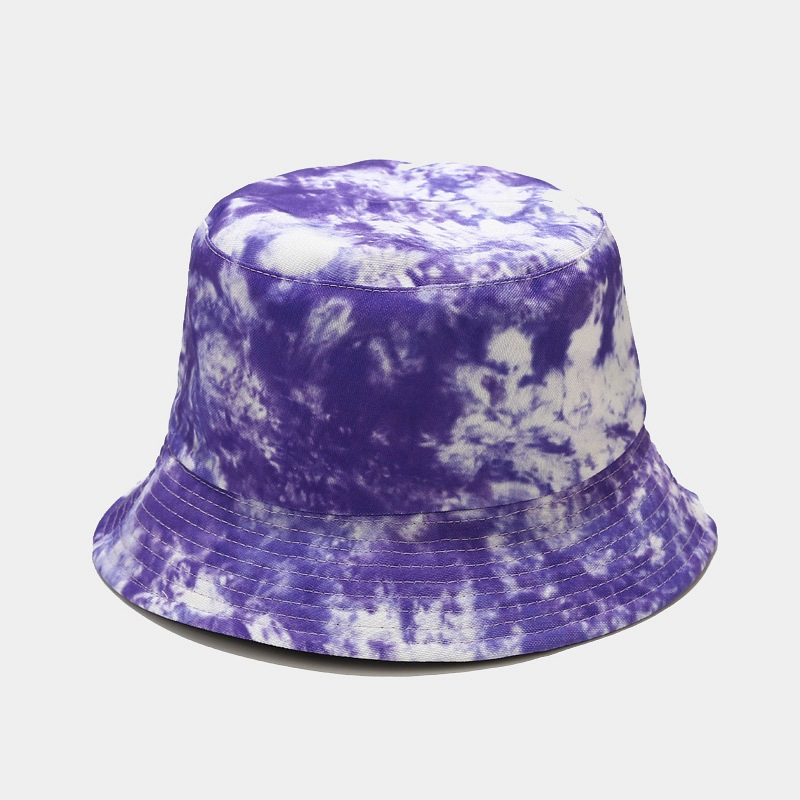 Beautyco Purple & White Tie-Dye Bucket Hat for Men & Women, 100% Cotton Summer Sun Hat, Unique Artistic Fisherman Cap