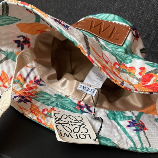 LOEWE Paula's Ibiza Waterlily Print Canvas Fisherman Hat Green Multi - Image 2