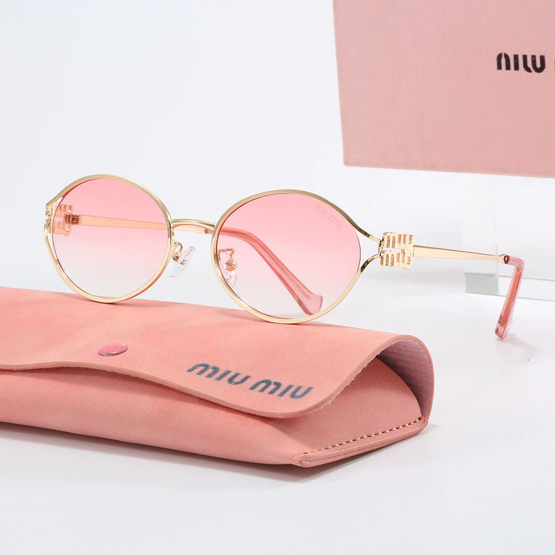 Miu Miu Logo Sunglasses Oval Shape Pink Beg Lenses
