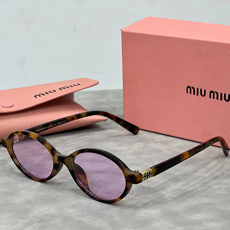 Miu Miu Oval Shape Honey Tortoiseshell Sunglasses MES004