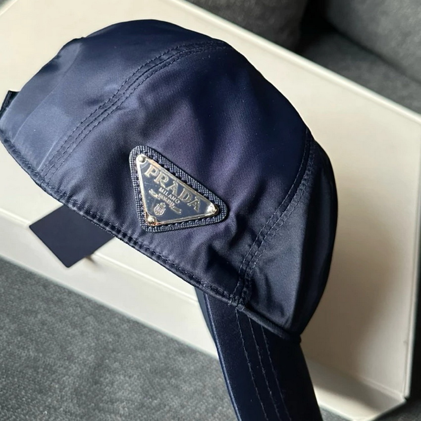 Prada Re-Nylon Baseball Cap in Navy with Enameled Triangle Logo - Image 3
