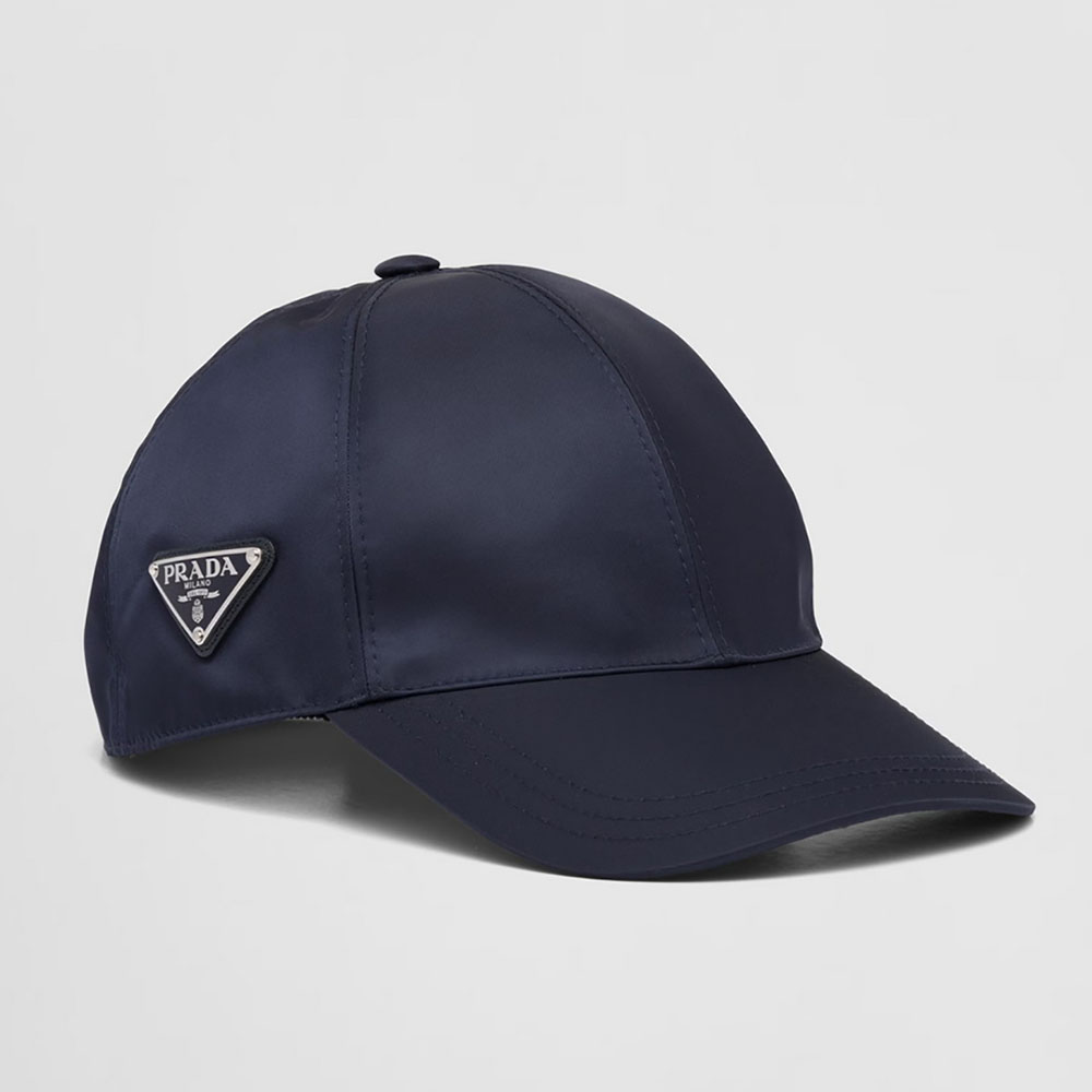 Prada Re-Nylon Baseball Cap in Navy with Enameled Triangle Logo - Image 2
