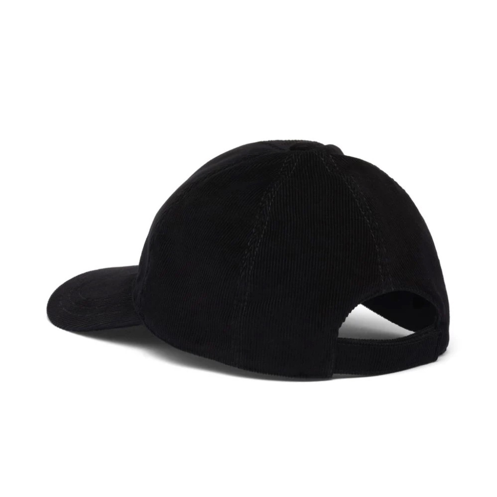 Prada Triangle Logo Corduroy Black Baseball Cap - Image 3