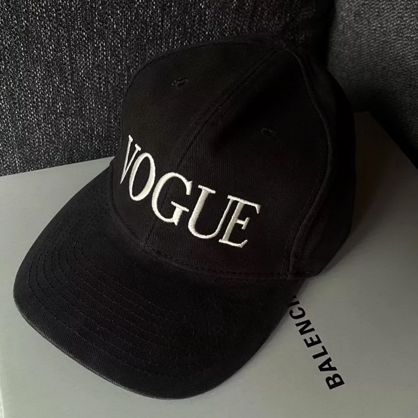 Balenciaga Vogue Logo Embroidered Baseball Cap Black