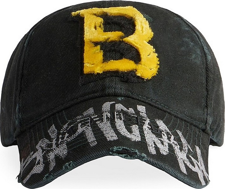 Balenciaga Upcycled Baseball Cap in Black Cotton Drill