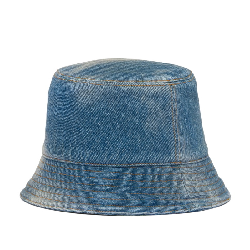 Prada Triangle Logo Light Blue Denim Bucket Hat - Image 2