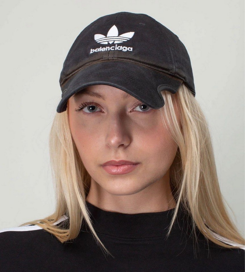Balenciaga x Adidas Logo Embroidered Baseball Cap Black - Image 4