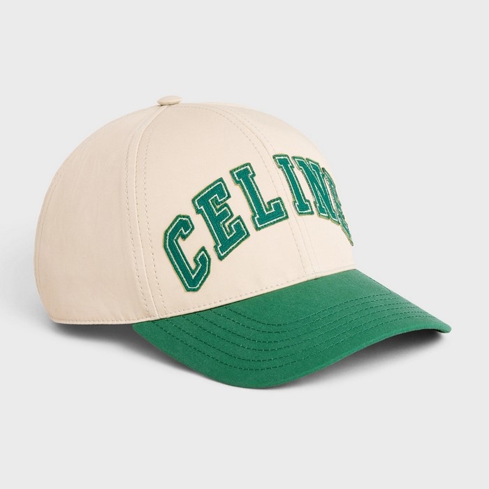 Celine College Baseball Cap Patch in Cotton Cream/Green - Image 2