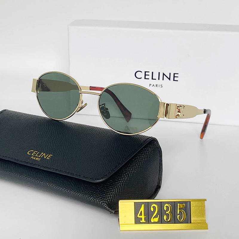 Celine Oval Frame Triomphe Metal Gold Tone Sunglasses CLS003