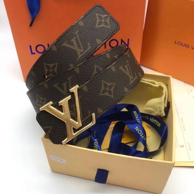 Louis Vuitton Gold LV Initiales Reversible Belt Monogram