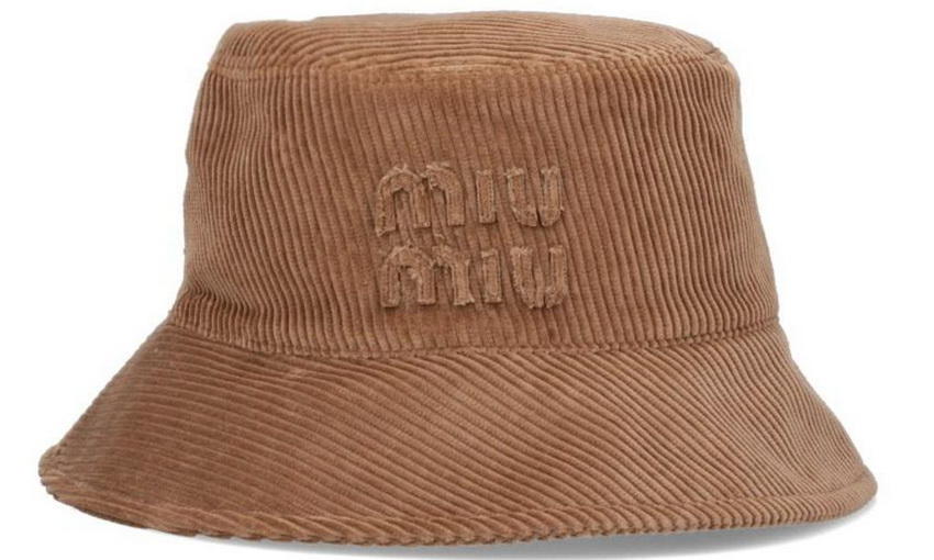 Miu Miu Logo Embroidered Velvet Brown Bucket Hat - Image 4