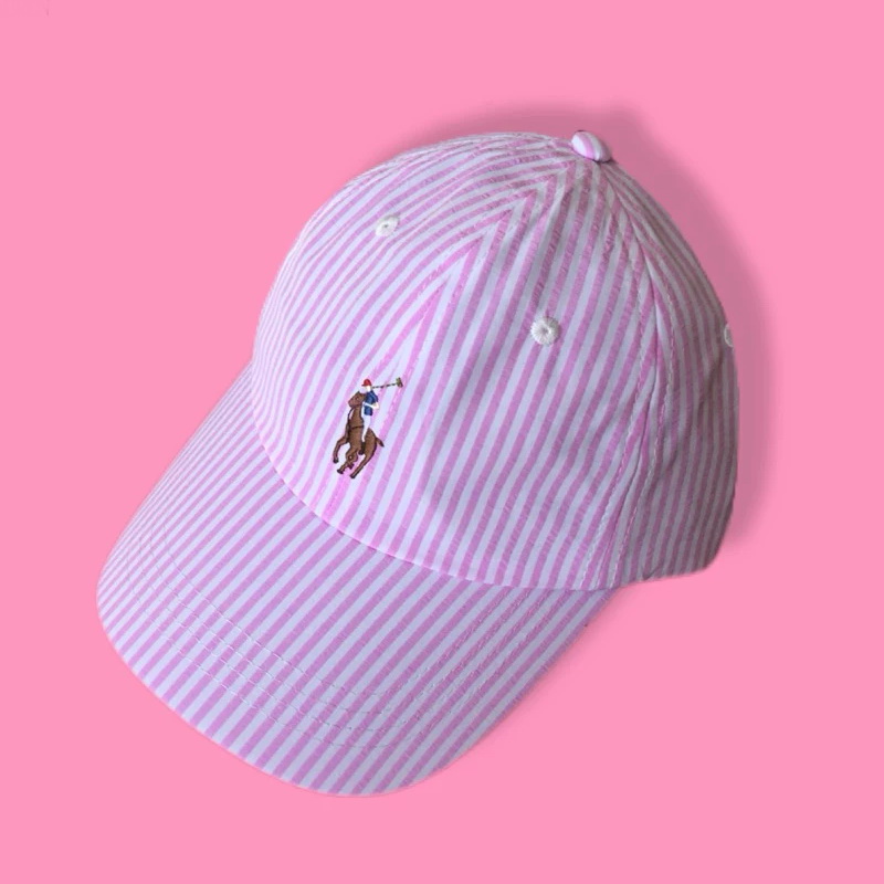 Polo Ralph Lauren Seersucker Baseball Cap Pink/White