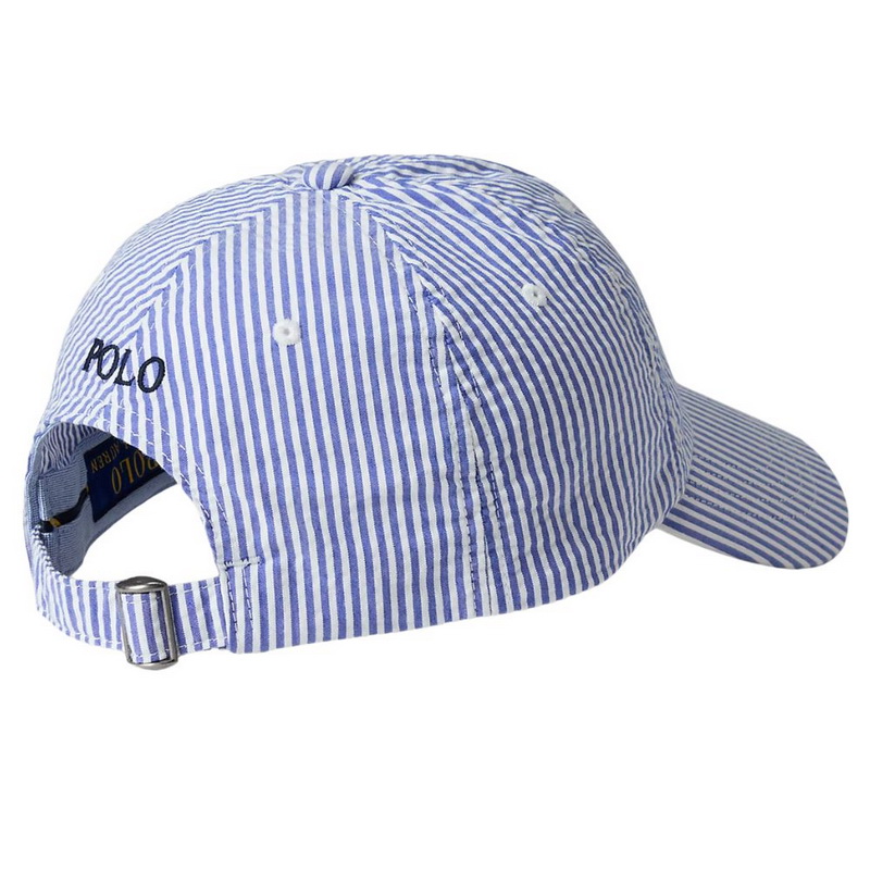Polo Ralph Lauren Seersucker Baseball Cap Blue/White - Image 2