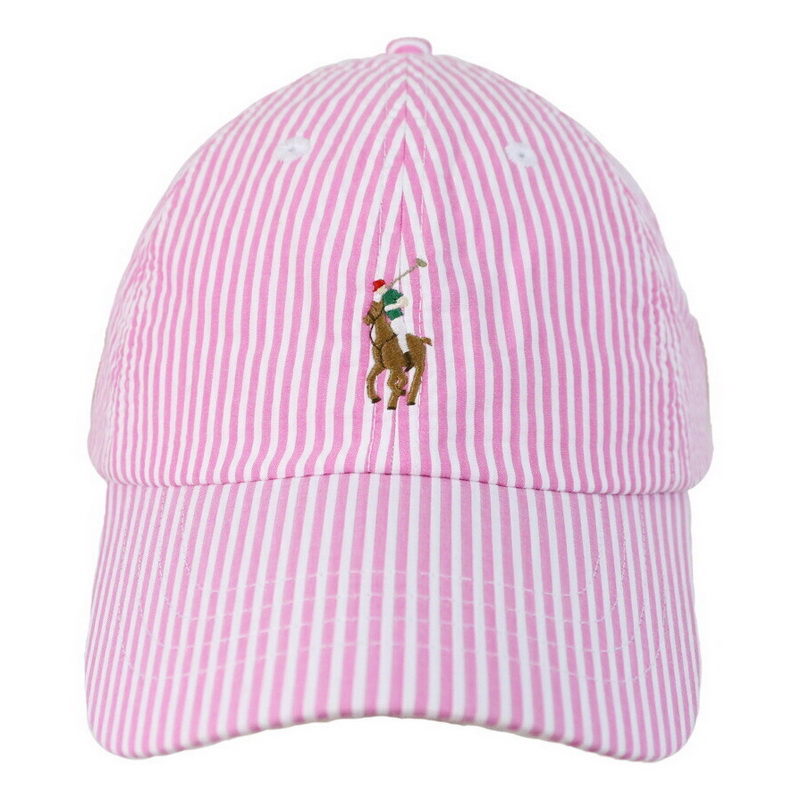 Polo Ralph Lauren Seersucker Baseball Cap Pink/White - Image 2