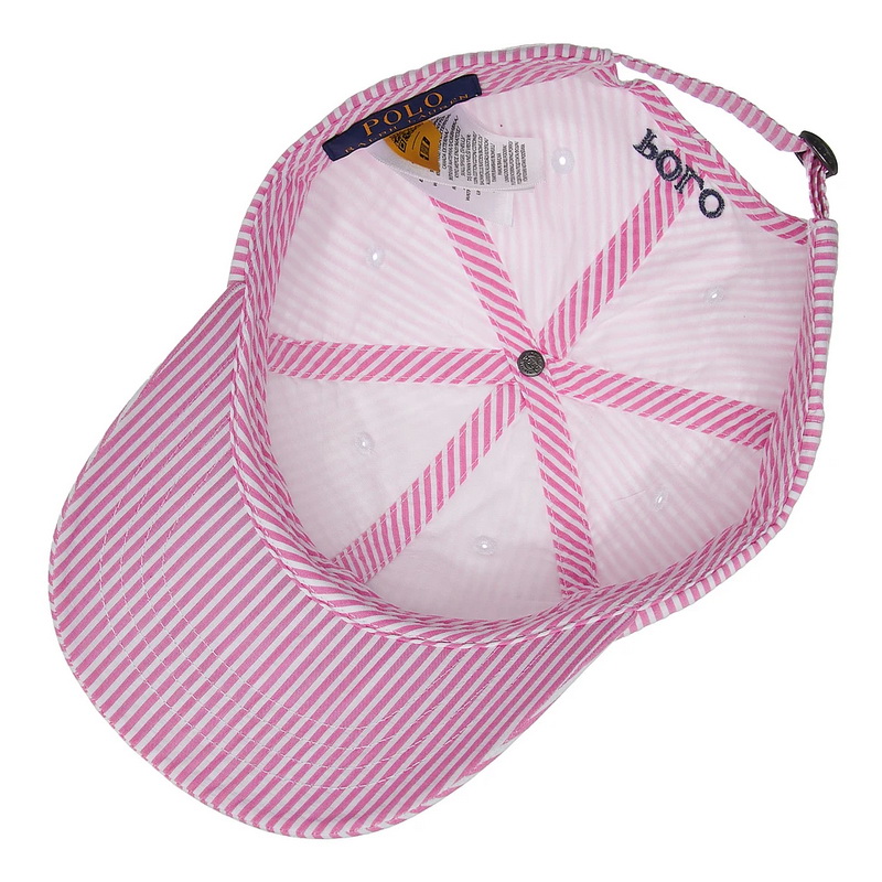 Polo Ralph Lauren Seersucker Baseball Cap Pink/White - Image 4