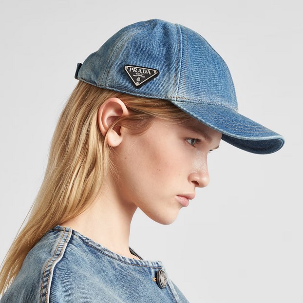 Prada Light Denim Baseball Cap Women's Hat - Image 3