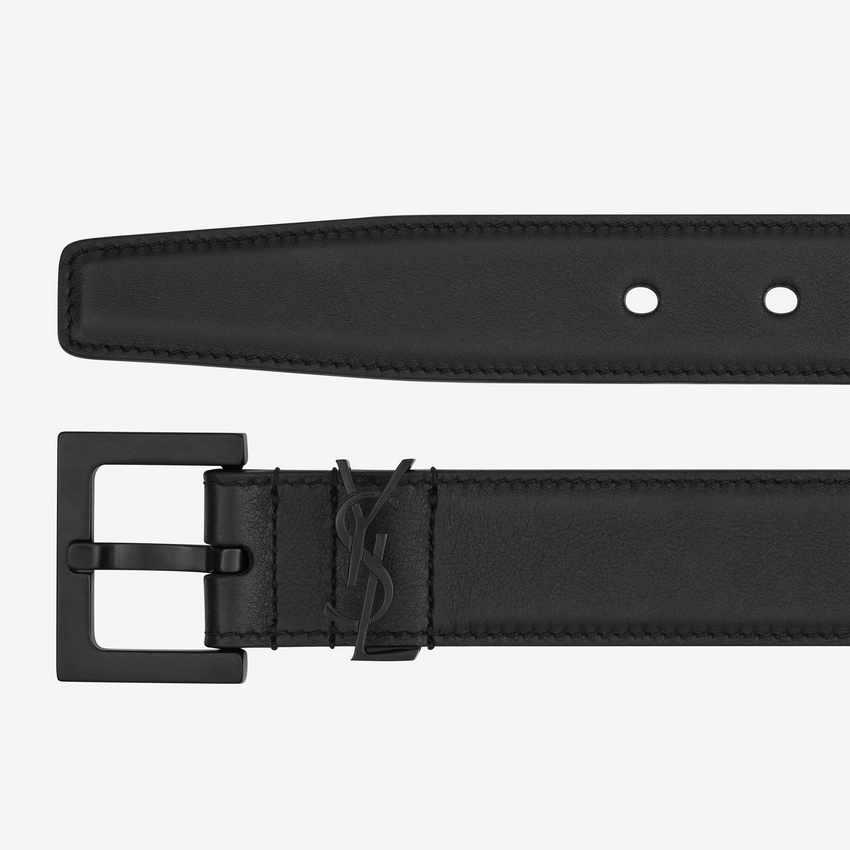 Saint Laurent Ysl Logo Black Leather Belt - Image 2