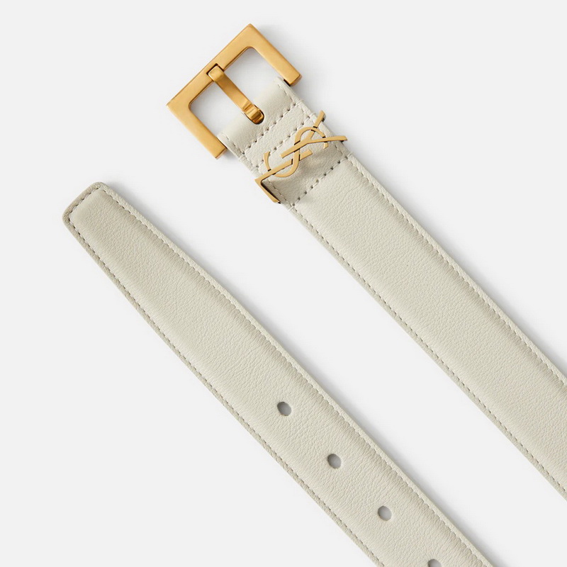 Saint Laurent Ysl Logo off-White Leather Belt - Image 2